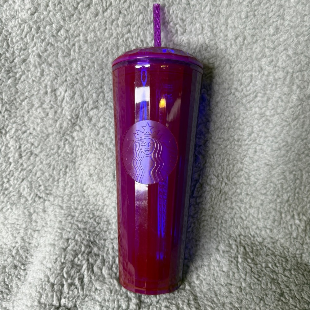 Starbucks Tumbler 24‎ oz Rare Purple Kaleidoscope Cold Cup Straw Lid 2022 Summer